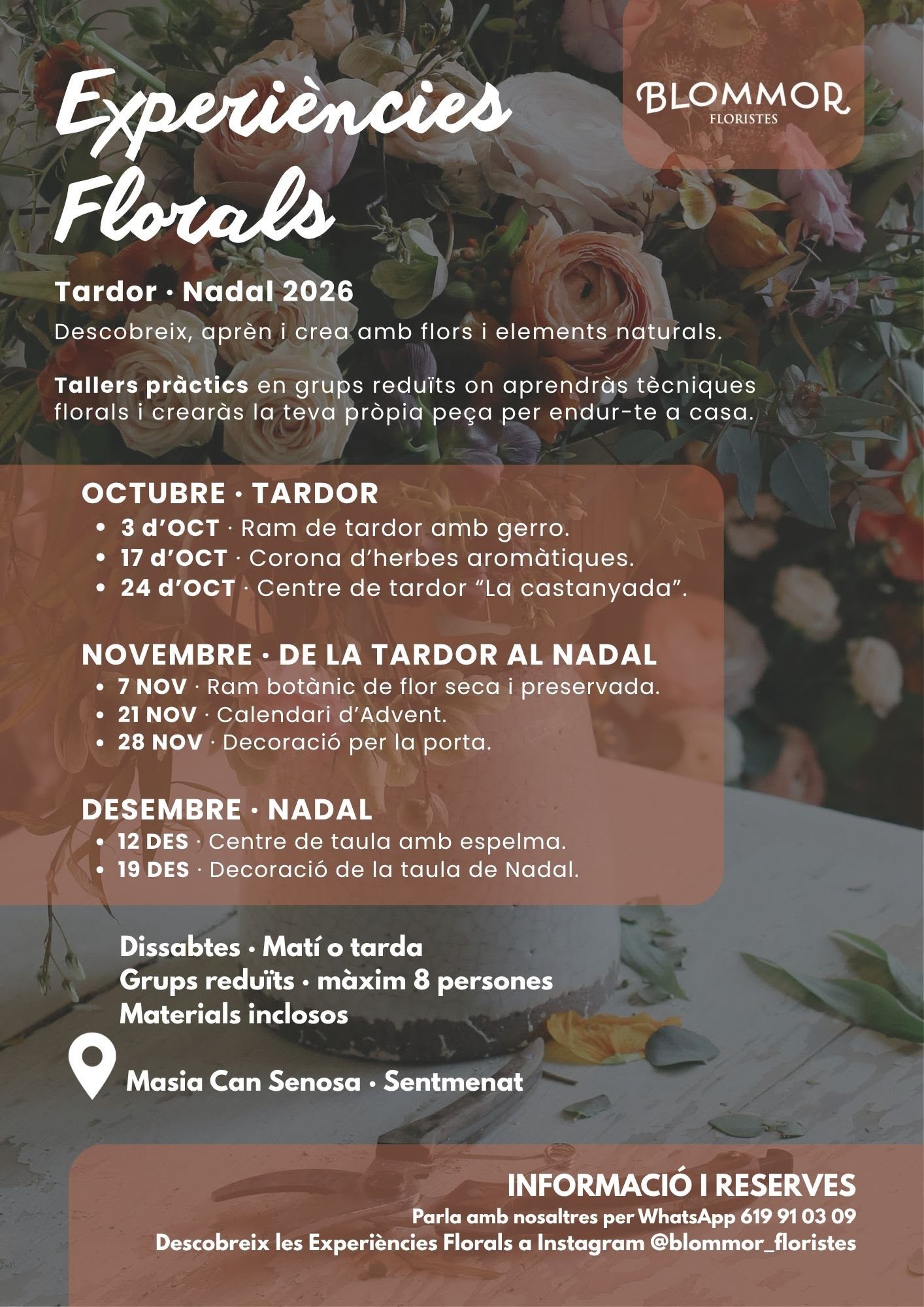 Flyer de Experiències Florals - Tardor · Nadal 2026